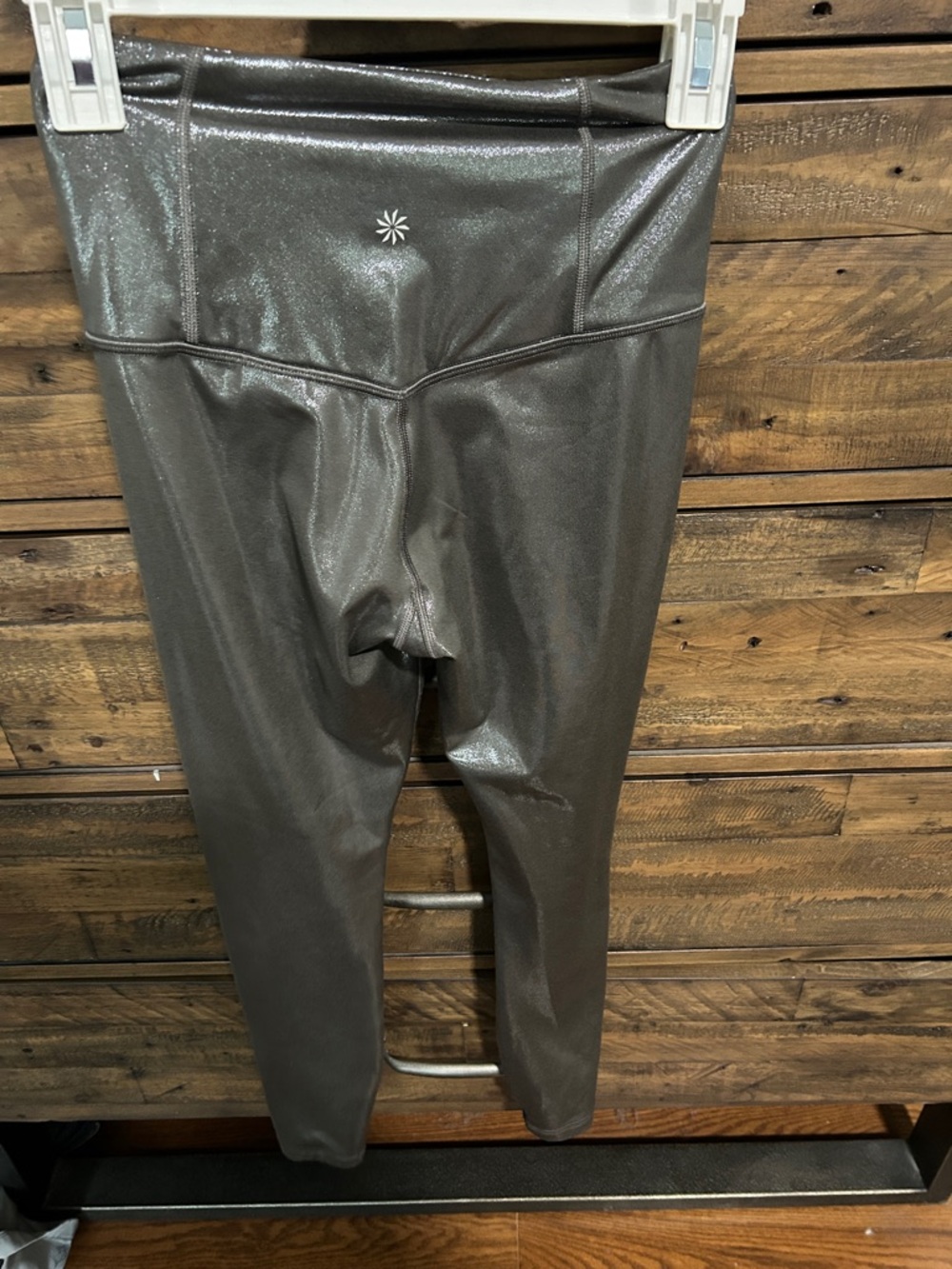 Athleta Metallic Silver 7/8 High-Waist Leggings. Athletic. Workout. Yoga. - Picture 3 of 9